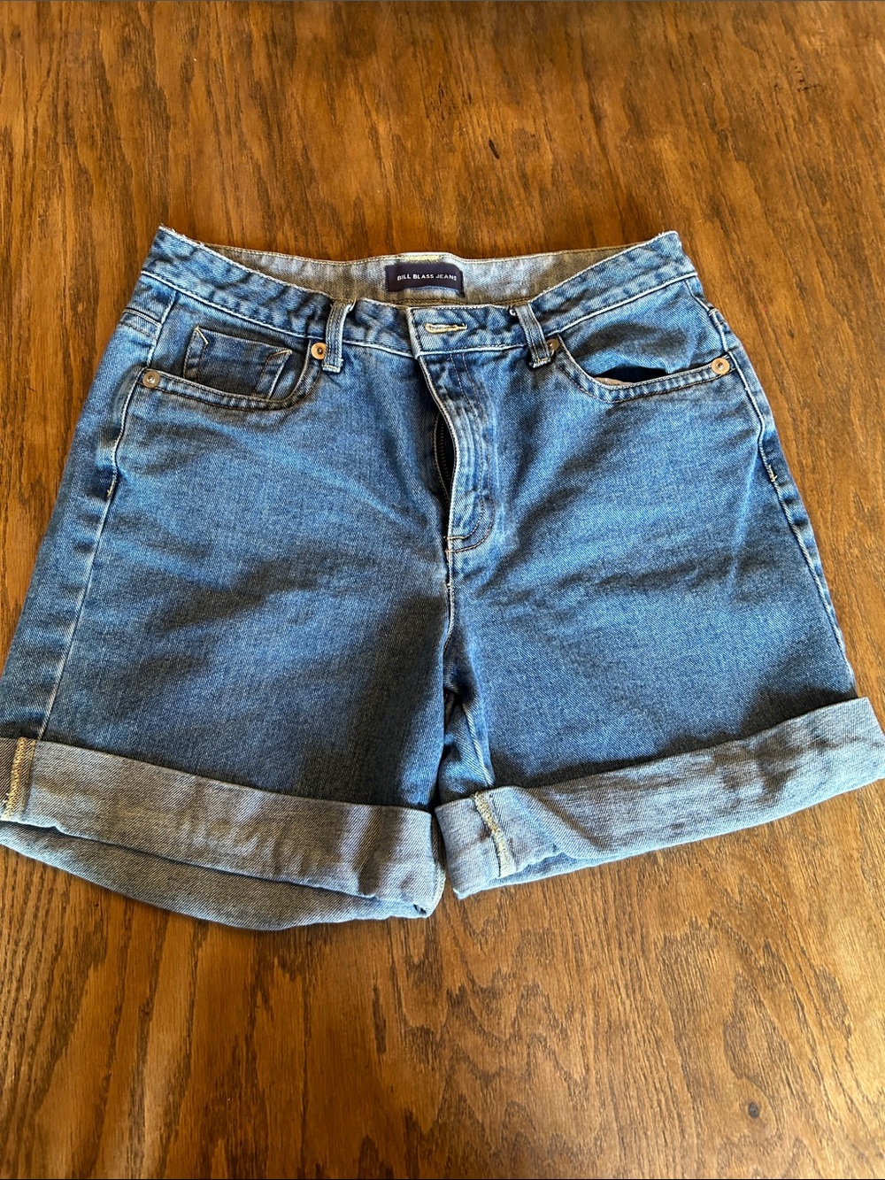 bill blass Classic Blue Denim Roll-Cuff Shorts